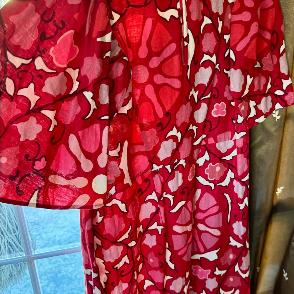 Elegant Floral Red and Pink Dress - Picture 3 of 7